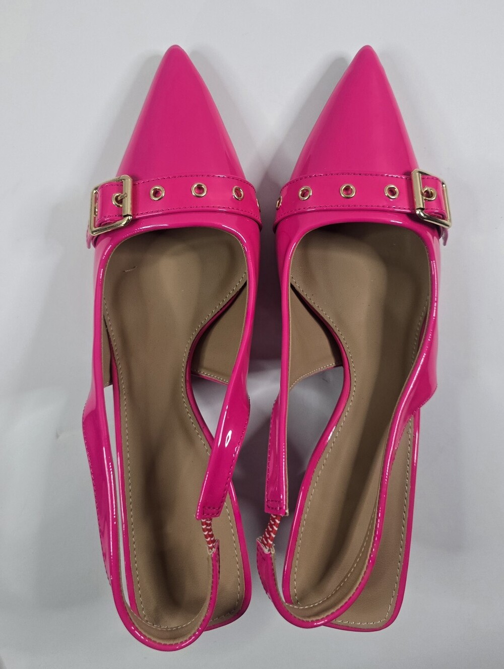 Hot Pink Patent Slingback Pointed Toe Flats Size 10 / EU 41 NWT - Picture 2 of 8